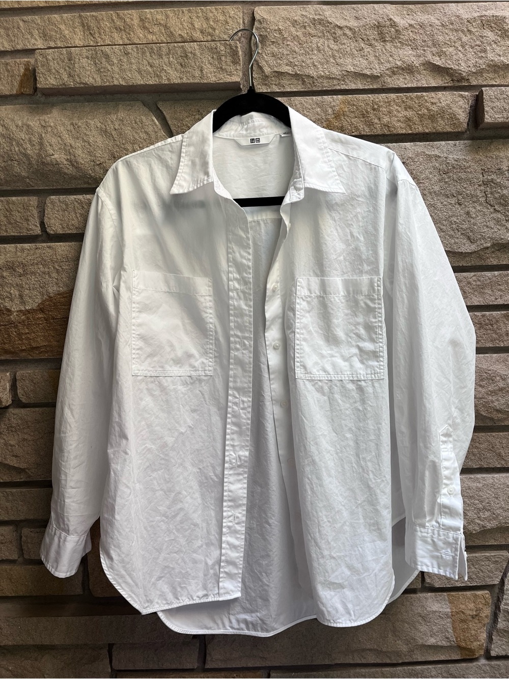 Uniqlo oversized double pocket white button up cotton shirt XS - Picture 9 of 14